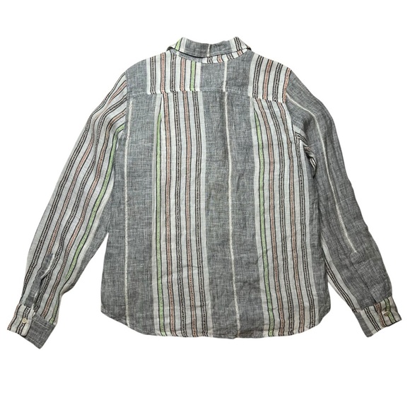 CP SHADES 100% Linen Sloane Striped Button Up Shirt Size M - Picture 2 of 12